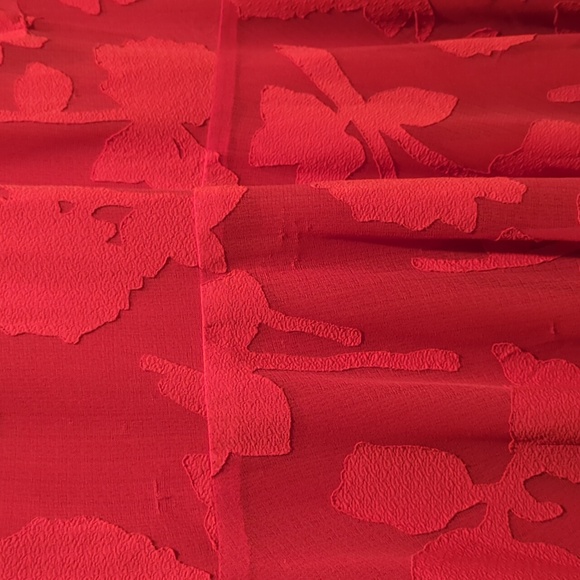 Waverly Grey drop waist halter dress-red sheer embroidered overlay flare skirt S - Picture 2 of 12